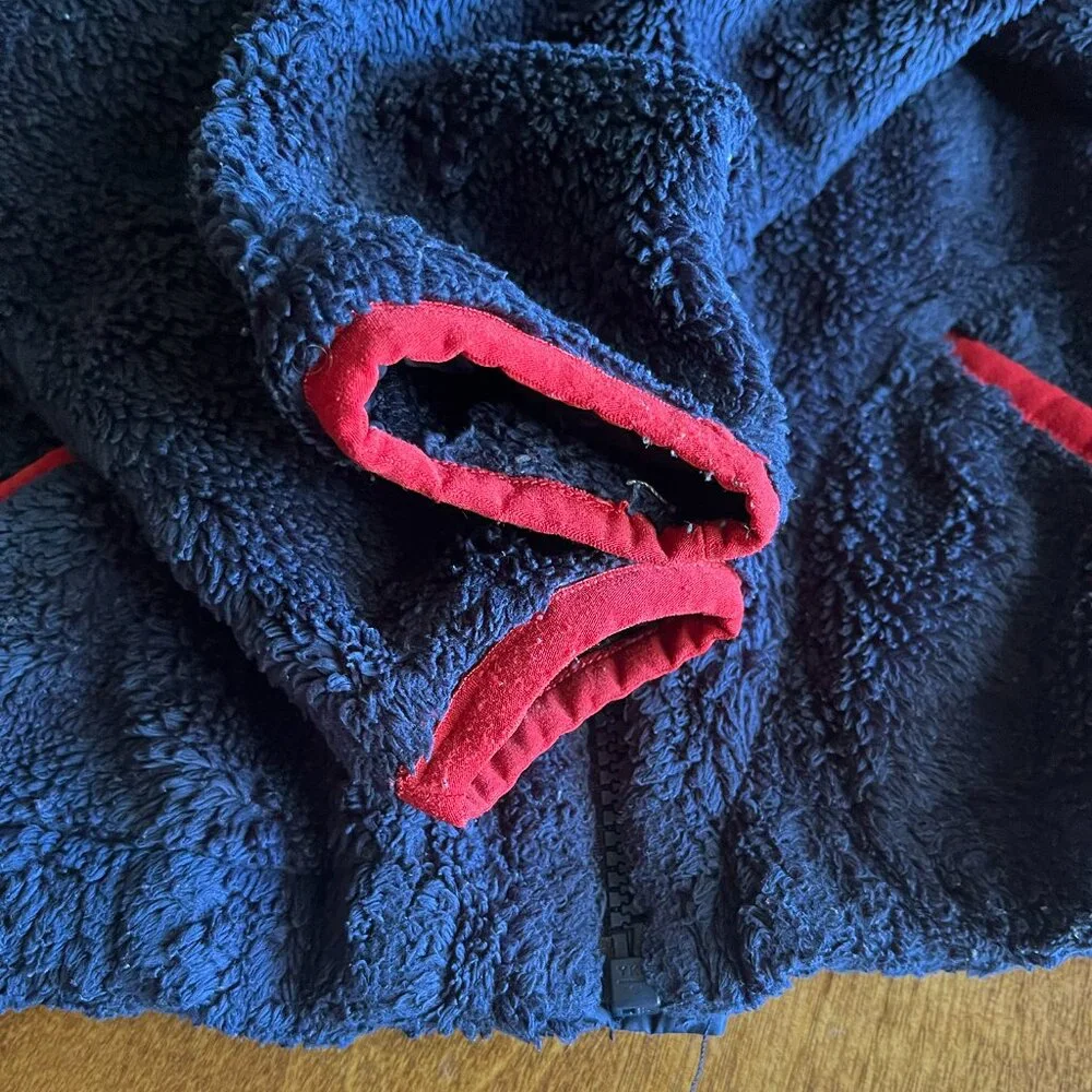 The North Face navy/red plush fleece hoodie 12-18m